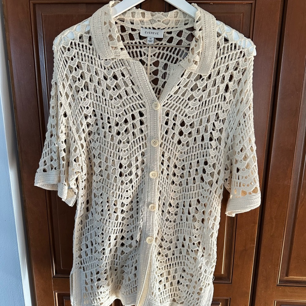Evereve Beige Open-Knit Cardigan
